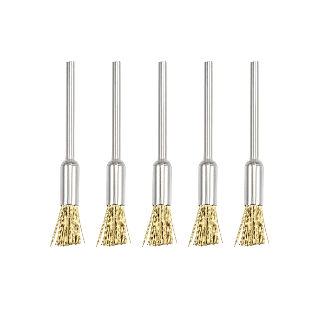 

uxcell Mini Wire Cup Brush Brass Plated Crimped Steel 5X11mm with 2.35mm Shank for woodworking home and industrial use 5Pcs