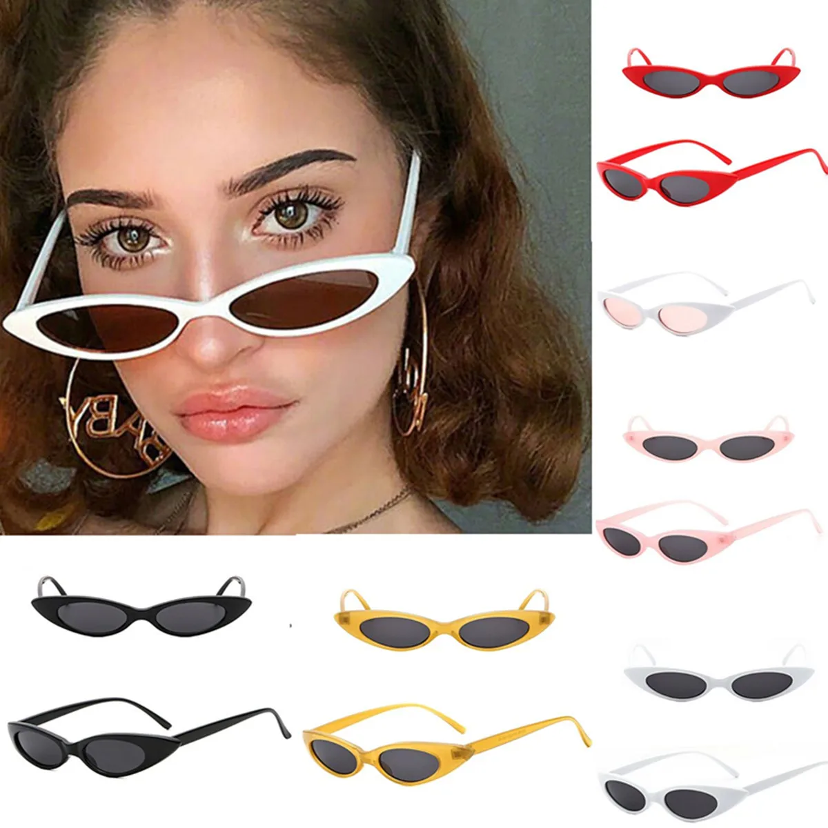 

Fashion Small Cat Eye Sunglasses Retro Vintage Women Outdoor Shade Glasses UV400