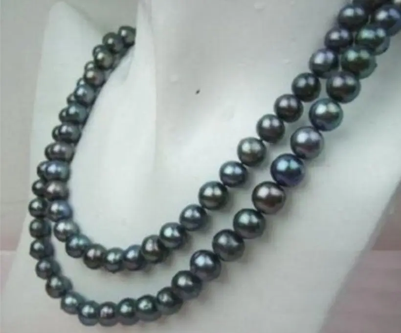 

8-9MM AA TAHITIAN BLACK PEARL NECKLACE 50 Inch ASAN88