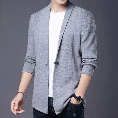 

cardigan knitted thin style Men's autumn young and middle-aged sweater small coat fashion solid color knitted cardigan man