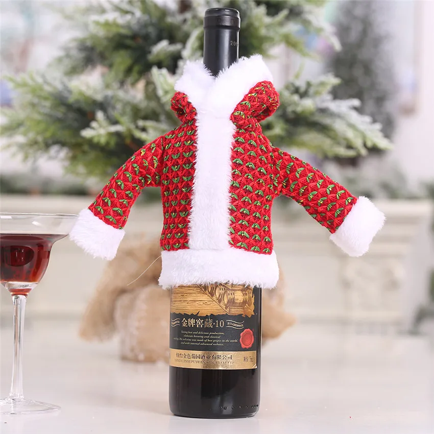 Рождественский красный зеленый свитер крышка бутылки вина Рождественская