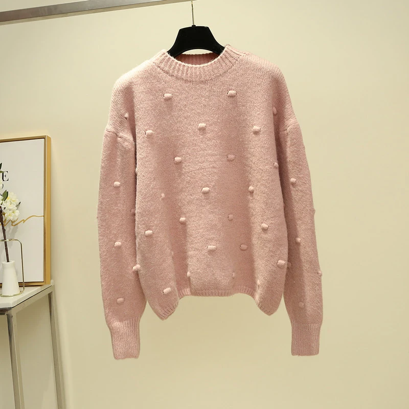 Новый осенне-зимний мягкий вязаный свитер с длинными рукавами и круглым вырезом