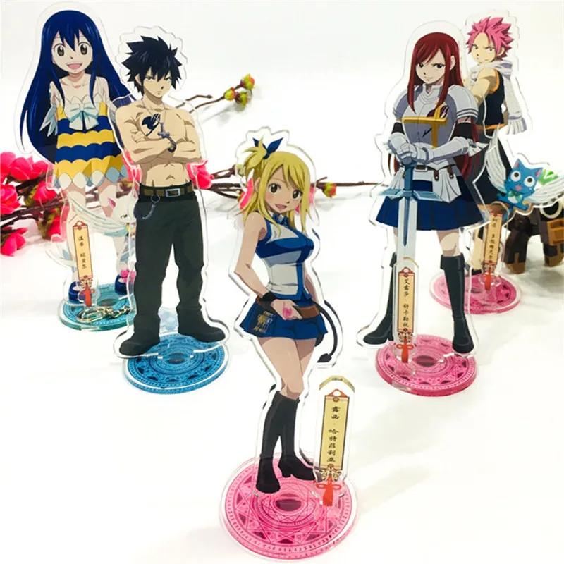 Аниме «FAIRY TAIL», «Нацу Люси Эрза серый Венди акриловая подставка Рисунок Хэллоуин Косплэй настольная подставка в виде фигурки Подарочный аксессуар для автомобиля