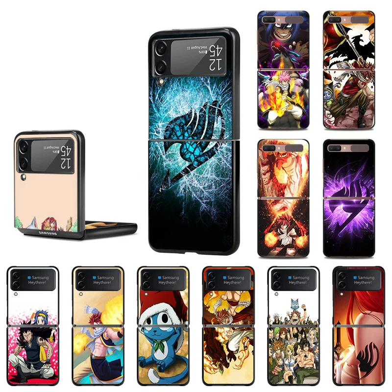 

Fairy Tail Anime Luxury Black Hard Case for Samsung Galaxy Z Flip 3 5G Flip3 Anti-knock Cell Phone Protective Cover Coque