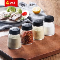 4 pcs seasoning bottle set kitchen household glass salt msg seasoning box with lid