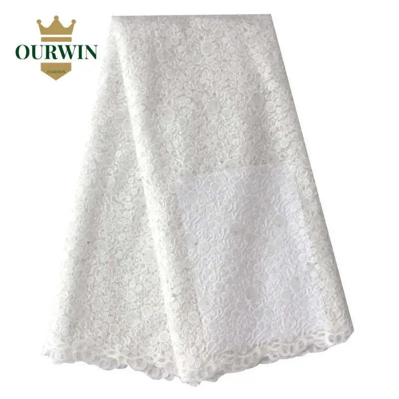 5 ярдов белая ткань высокого качества африканская кружевная блестящая желтая