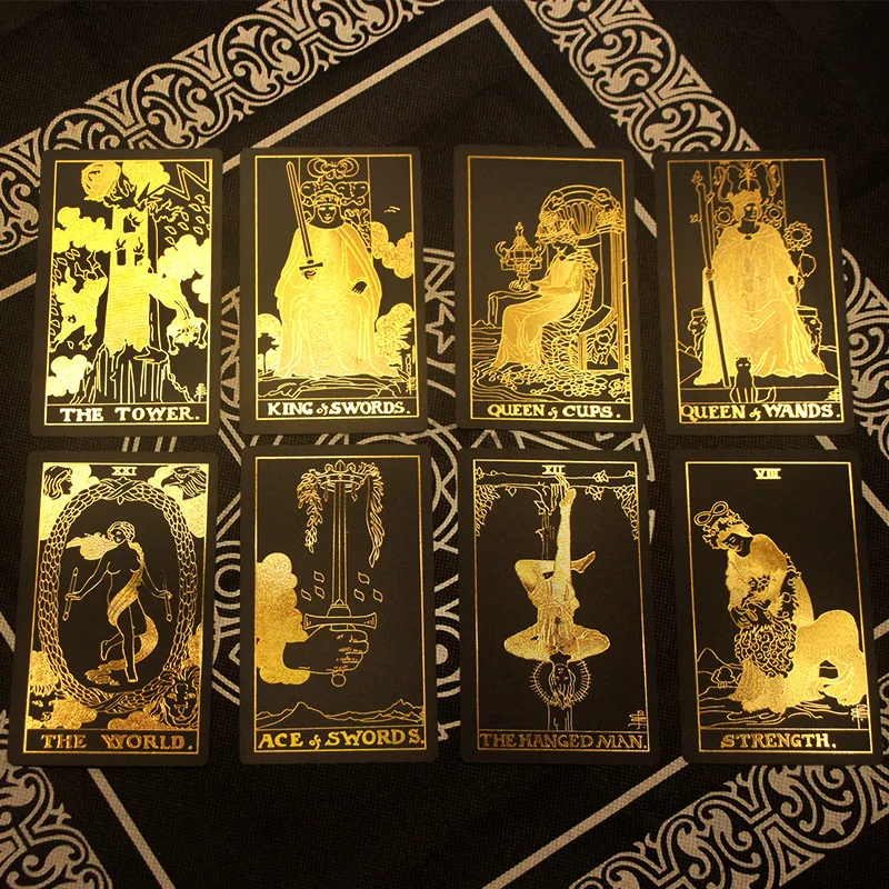Черная Золотая фольга Tarot брендовый пластиковый водонепроницаемый полный