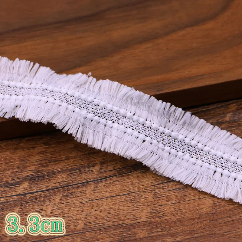 1 Ярд 3.3 см ширина красивого хлопкового кружева с бахромой белого цвета для шитья штор и рукоделия