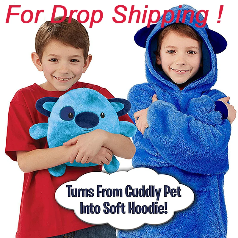 

Kids Pets Hoodie Blanket Hoodie Children's Sweatshirt Pet Shaped Wearable Hoodie Fleece Winter Pet Hoodie For Kids Dropshipping