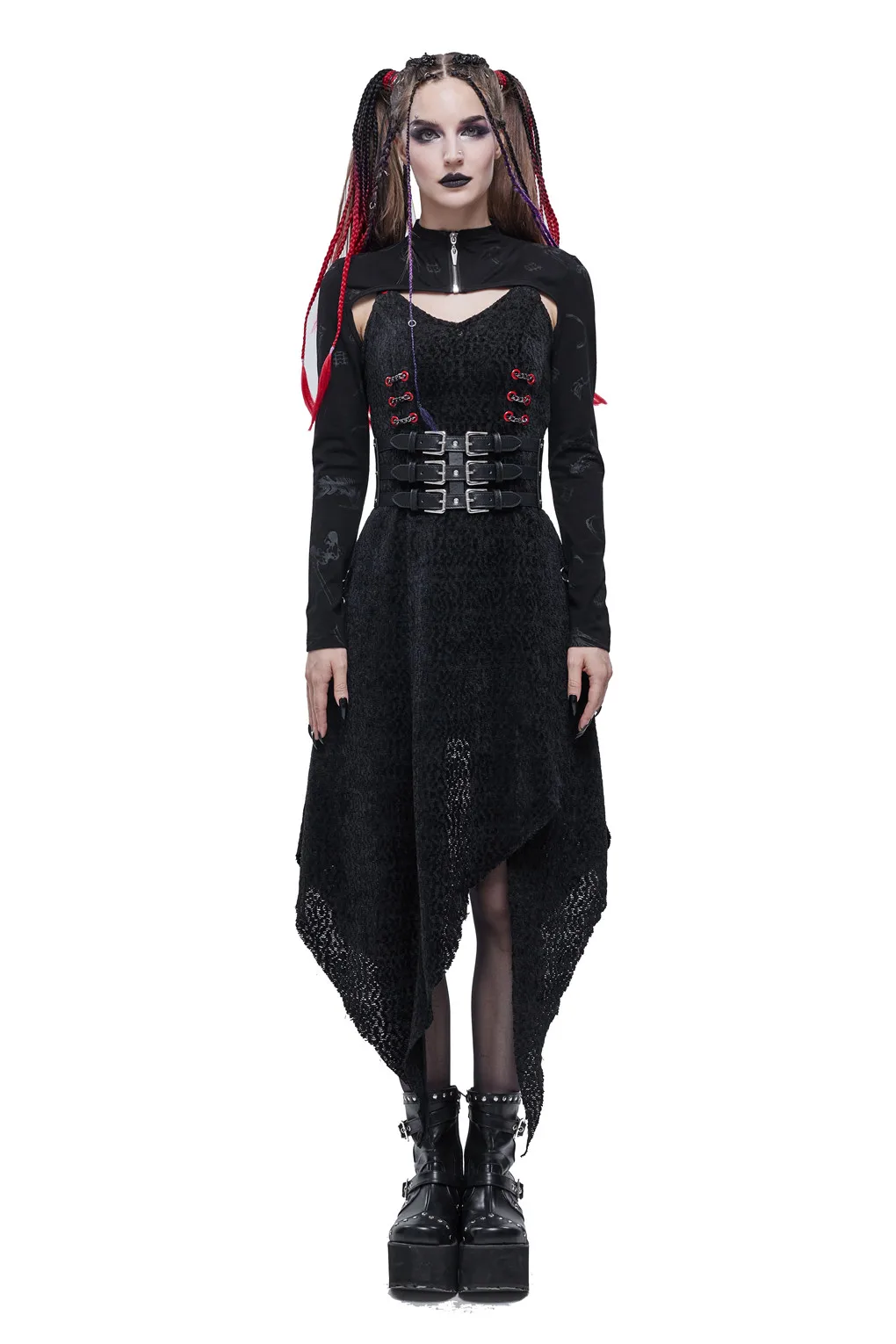 

Punk Retro Short Perspective Sexy Coat Party Rock Long-sleeved Women's Tight Cloak
