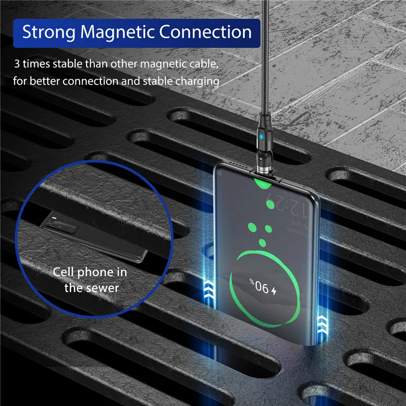 Oppselve 3A Магнитный Micro USB Type C кабель 540 вращение аксессуары для телефона Зарядка iPhone