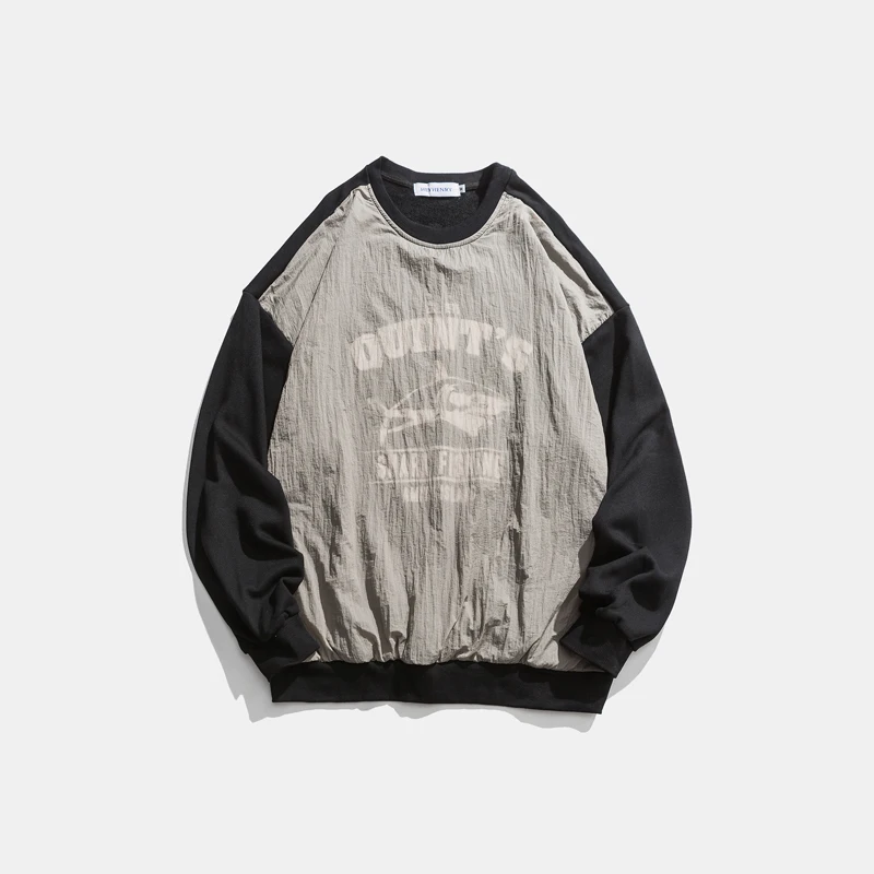 Ретро Хип-хоп мужские толстовки с круглым вырезом Harajuku уличная одежда пэчворк