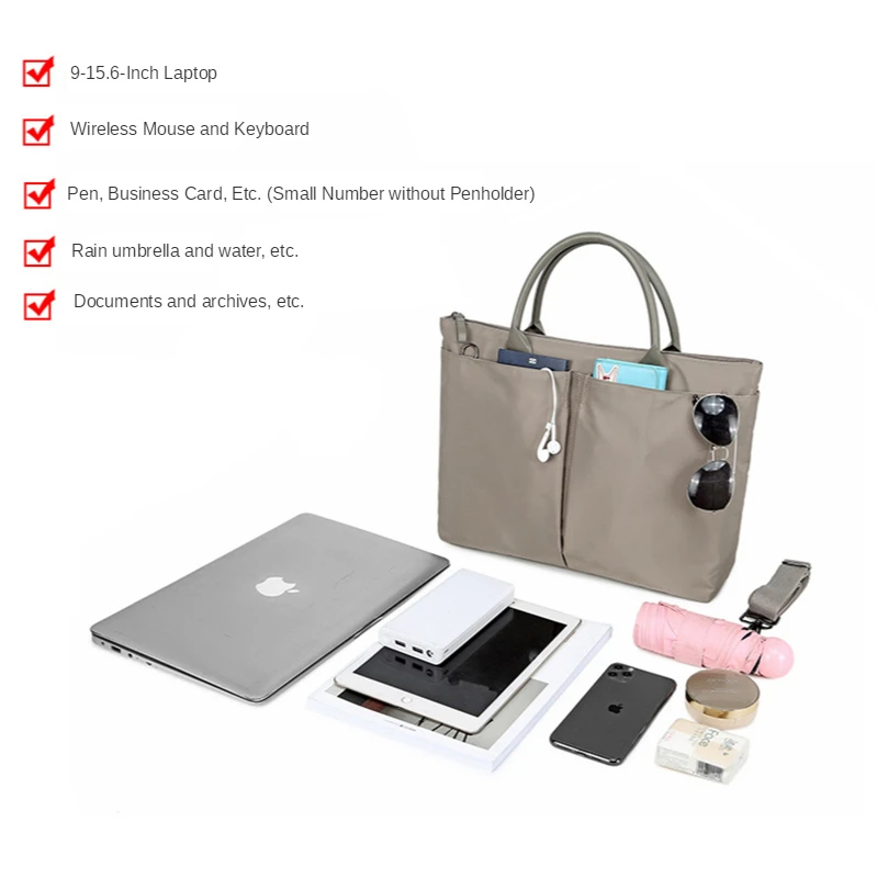 Women's Laptop Briefcase Waterproof Computer Bag Business Document Organizer Tote Handbag Messenger Purse Pouch Accessories