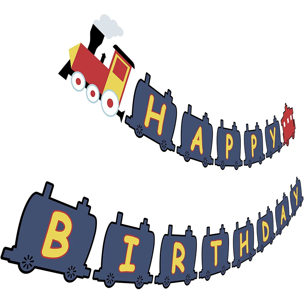

Kids Birthday Sign Happy Birthday Banner Plane Train Bday Party Bunting