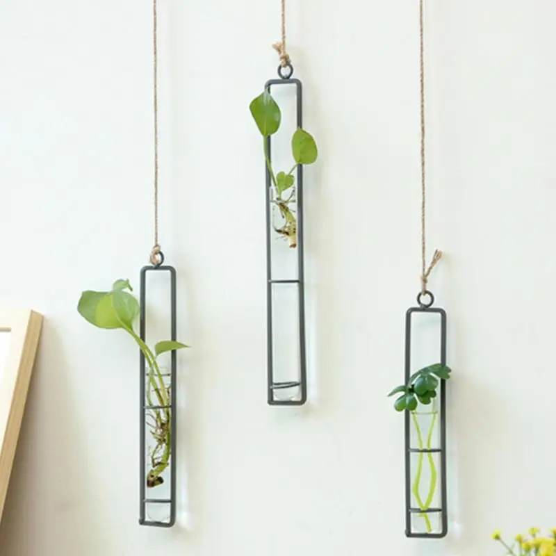 Прозрачная стеклянная пробирка подвесной стеклянный плантатор ваза для цветов
