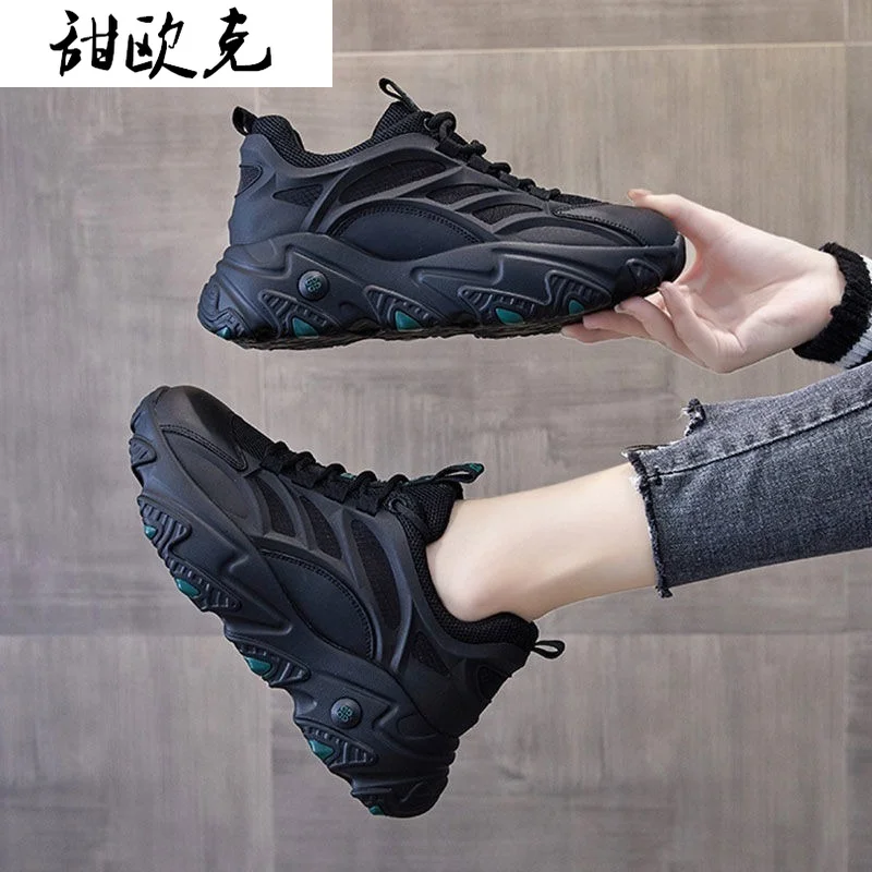 

2021 New Women's Sneakers Fashion Women's Shoes Solid Color Mesh Platform Shoes Spring Comfortable Lace-up Shallow Casual Shoes