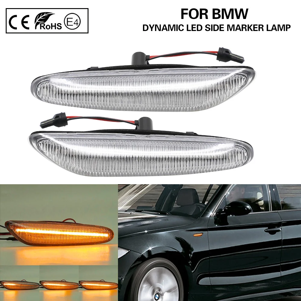 

Dynamic Flowing Sequential LED Side Marker light lamp Clear for BMW E46 E60 E61 E81 E82 E83 E84 E87 E90 E91 E92 E93