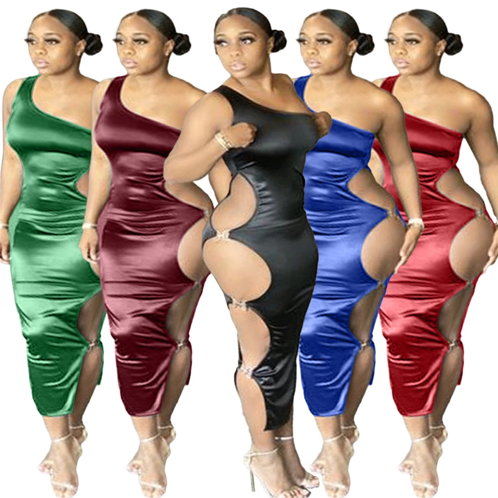 

Dy1046 European and American summer women's pleated solid temperament commuter copper cut out fashion mid waist dress