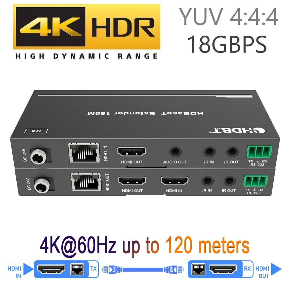 2020 Лучший 4K 60Hz HDMI удлинитель HDBaseT с IR 120m POE через RJ45 Cat5e/6 кабель поддержкой 2 0 & HDCP