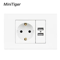 minitiger wall usb socket plug grounded 16a eu standard outlet with 1000ma dual usb socket charger port for mobile 118mm80mm