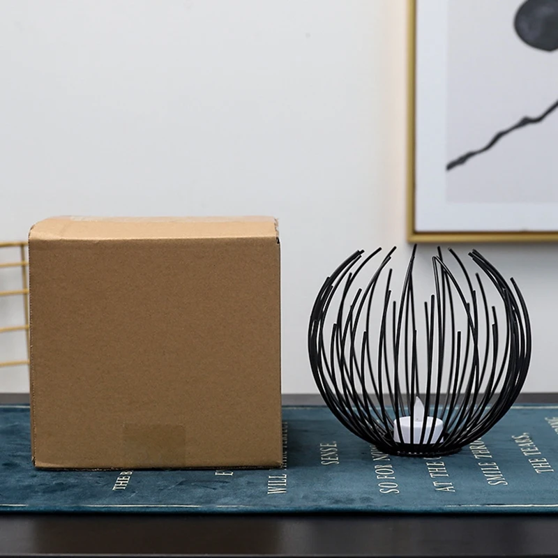 Полый железный подсвечник Фонарь геометрических фигур centro de Меса черный