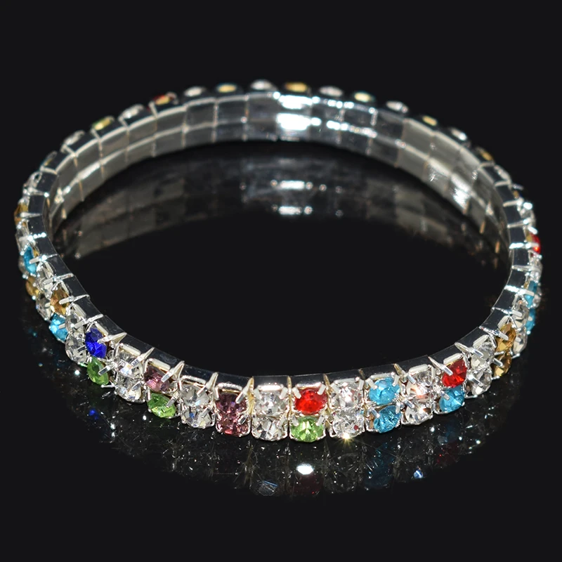 Желтый/фиолетовый модные стразы ширина тянущиеся браслеты эластичный