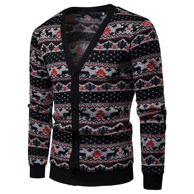 Autumn Casual Sweaters Cardigan Male Smart Fashion Slim Windproof New Bottoming shirts Homme Men Printed Sweater MOOWNUC 2019 | Мужская