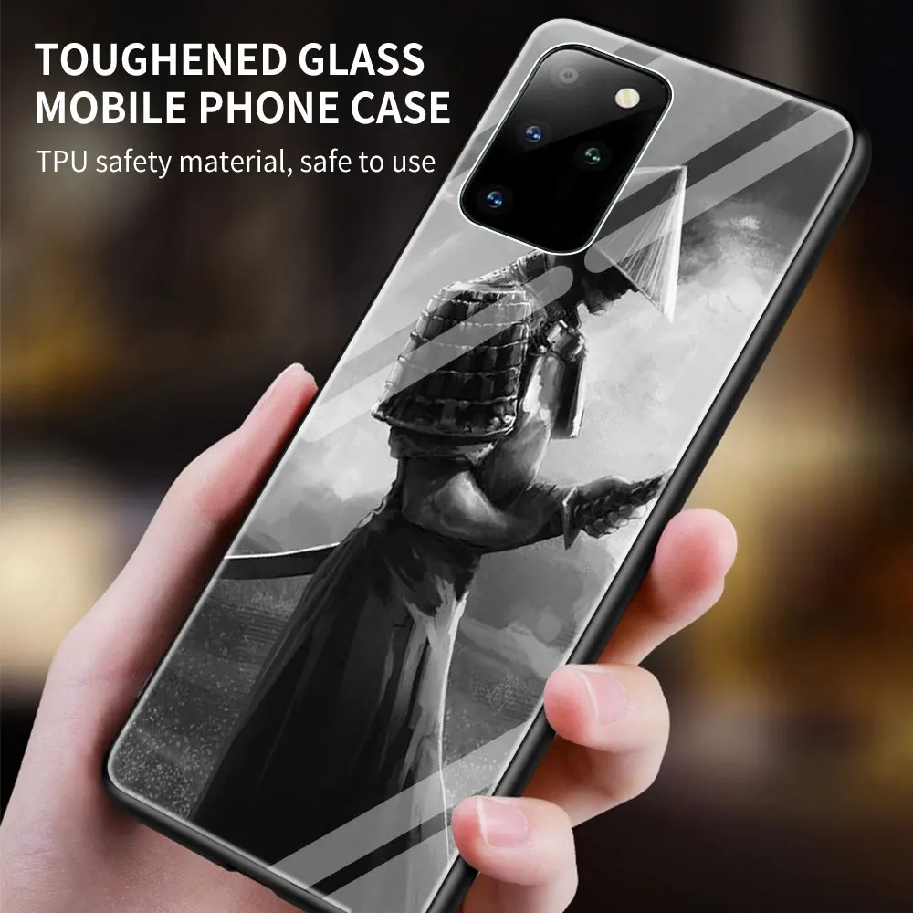 Японский чехол для телефона из закаленного стекла Samurai для Samsung Galaxy S21 S20 FE S10 Note 10 20 Ultra 5G 9 S9 Plus S10e Cover Capa
