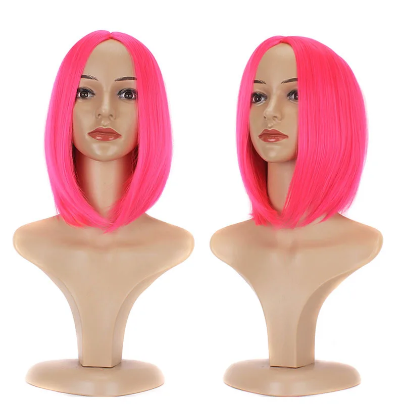 New Bobo Head Middle Length Women's Short Hair Pink Trim Face Red Holiday Party Cos Wig | Hat Wigs &amp Extensions