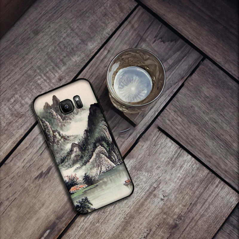 Китайский пейзаж Живопись мягкий силиконовый чехол для телефона Samsung Galaxy S8 S9 S10 Plus