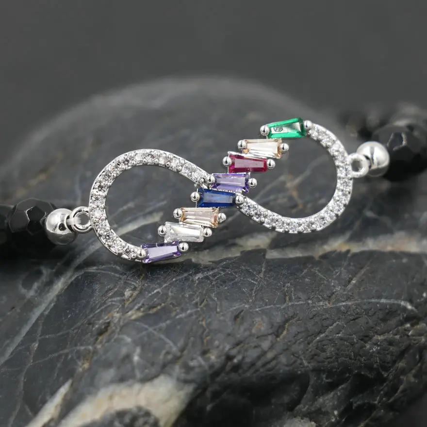 Модный Блестящий браслет с кристаллами циркония AAA 8 Бесконечность для женщин