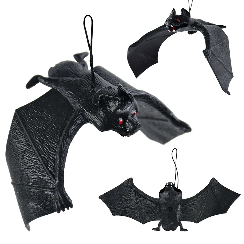 1pc lifelike fake bat halloween hanging decoration haunted house horror props halloween party diy ornament soft bat kids toy free global shipping