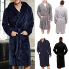 Модные мужские Зимние халаты, Теплый удлиненный плюшевый халат, домашняя одежда для сна, халат, пальто