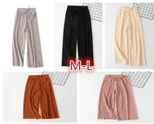 Брюки женские шифоновые плиссированные с высокой талией, повседневные свободные штаны с широкими штанинами, эластичные тонкие брюки до щиколотки, весна-лето 2022