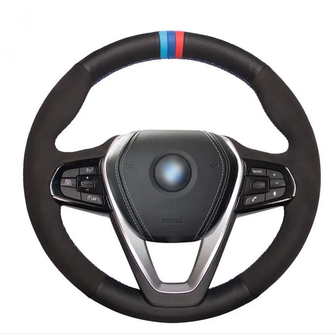 Черные Кожаные Замшевые DIY чехол рулевого колеса автомобиля для BMW G30 530i 540i 520d 530e