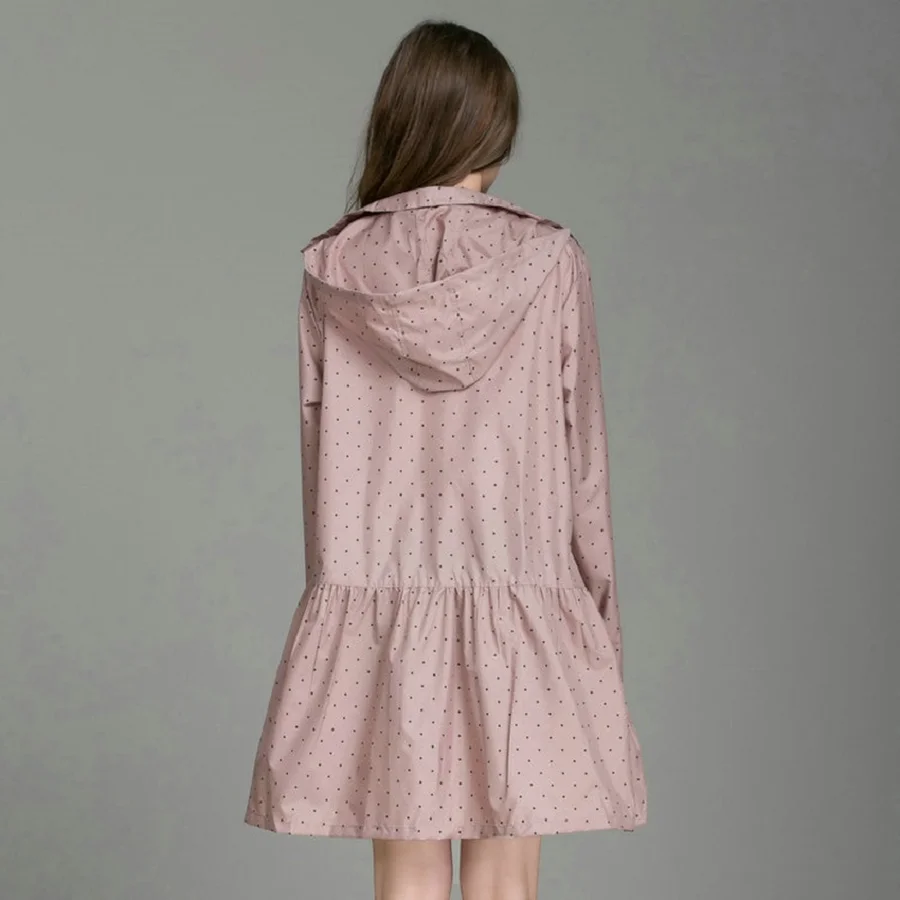 Новинка 2019 модный Женский легкий дождевик с капюшоном платье куртка пальто