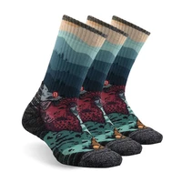 athletic training socks zealwood unisex merino wool anti blister cushion hiking socks running printing socks for four seasons