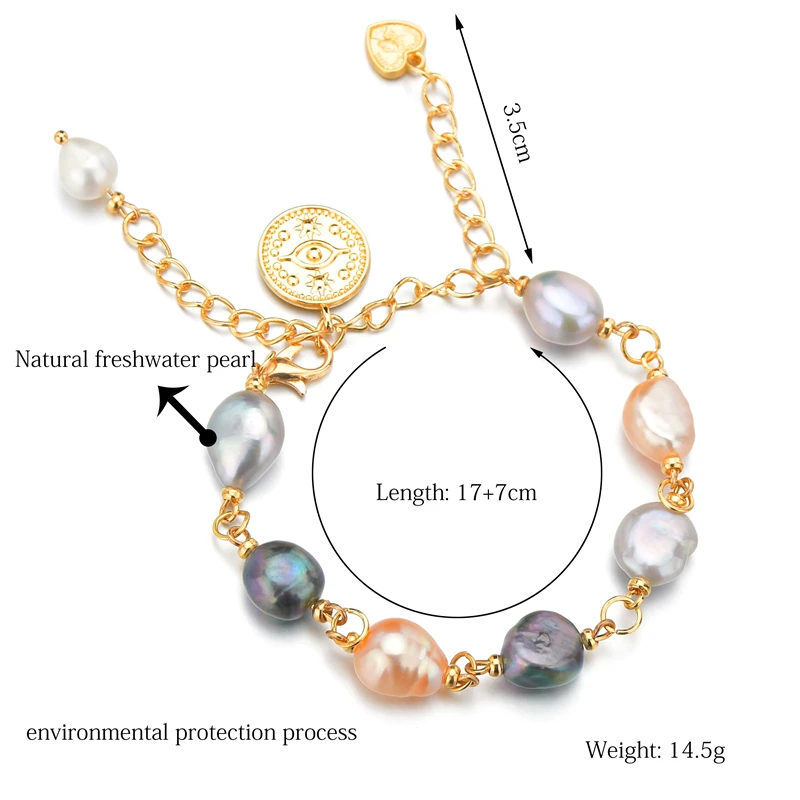 Новый Многоцветный пресноводные жемчужины неправильной формы браслет для