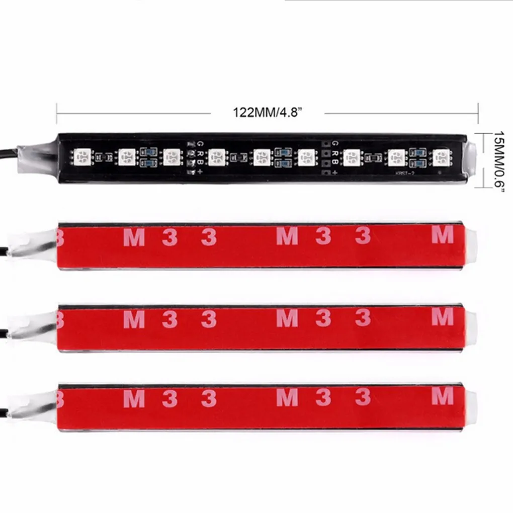 Auto Interni 4pcs LED Remote Control Cigarette Lighter Colorful RGB Car Interior Floor Light Strip For Atmosphere Lights | Автомобили и