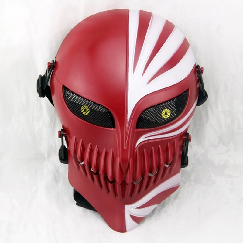 Красный Death Ichigo Kurosaki Bleach Full Face Tactical Mask Skull Cosplay Halloween Wargame Military Army Airsoft Paintball Masks - Цвет: Красный