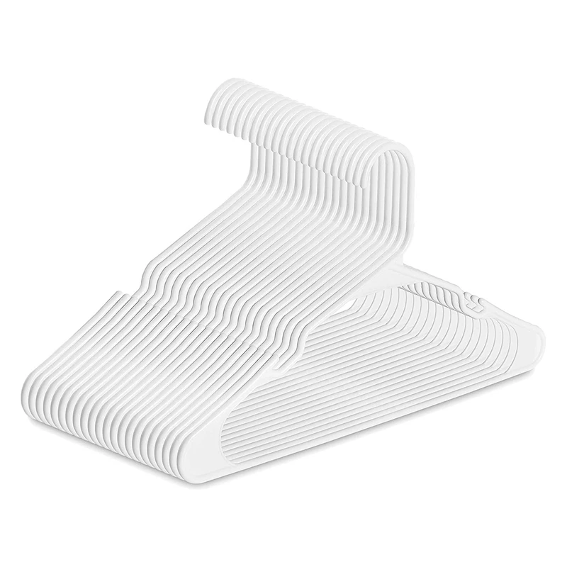 

20 упаковок премиум пластиковые вешалки, прочные и прочные Стандартные Вешалки для одежды и брюк, белый
