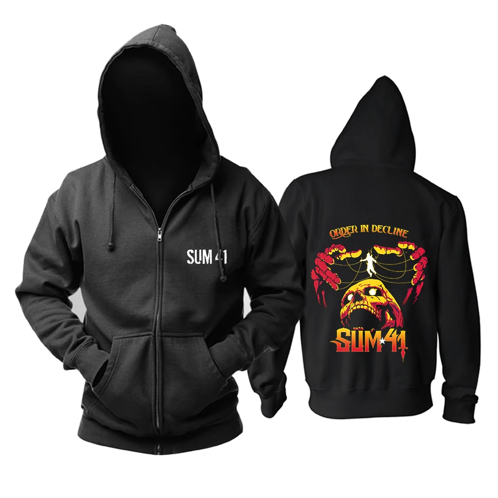 11 Designs Punk Style Sum 41 Cotton Rock Zipper Hoodies Brand Skull Jacket Sudadera Black Sweatshirt Fleece Demon Outerwear