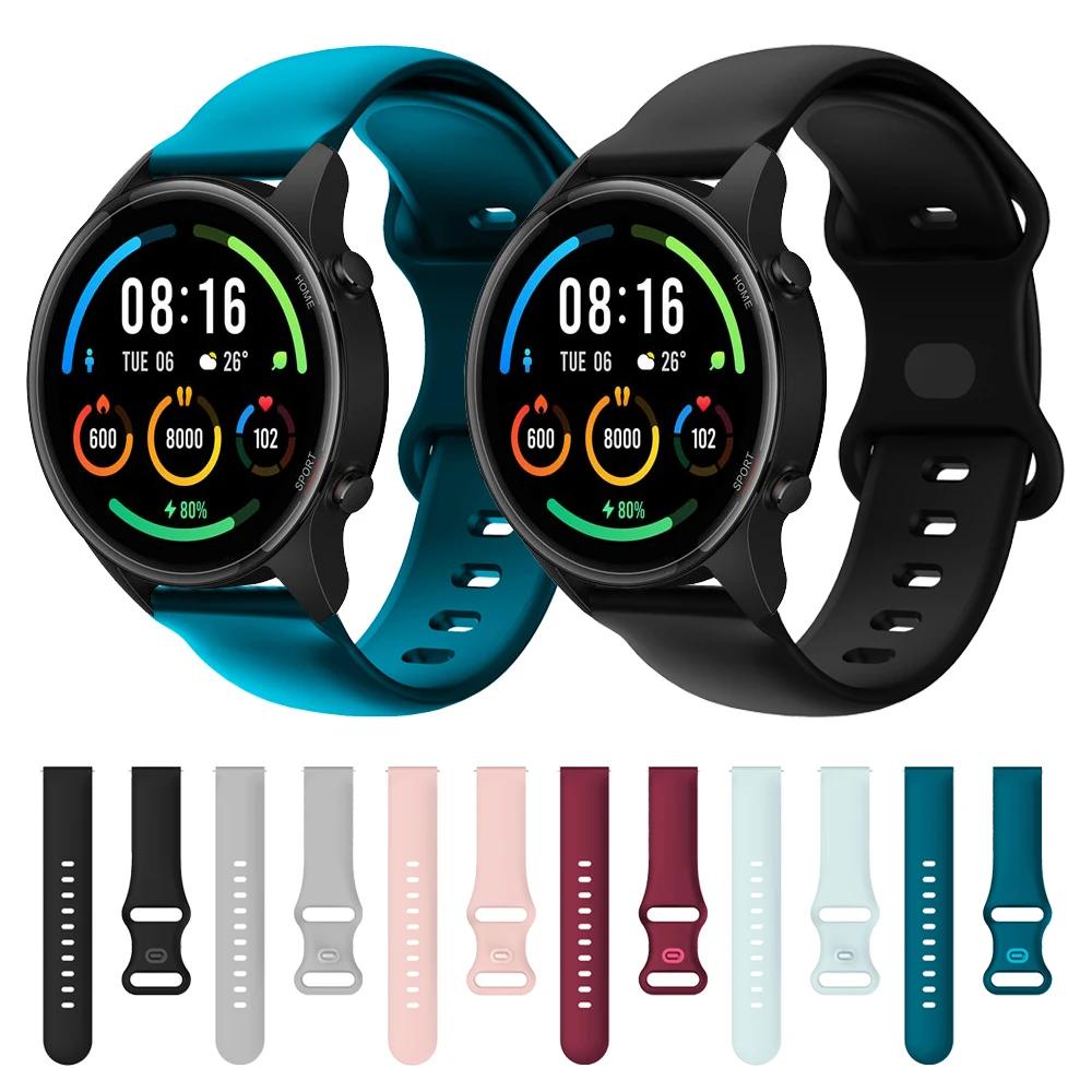 

22mm Sport Soft Silicone Double buckle Strap for Xiaomi Mi Watch Color Sports Edition Watch Bracelet Replacement Watchbands