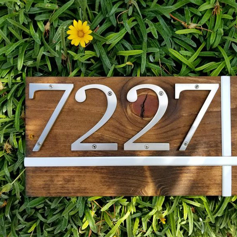 Номер дома 101 мм утапливаемое крепление Матовый никель металл номер двери адрес