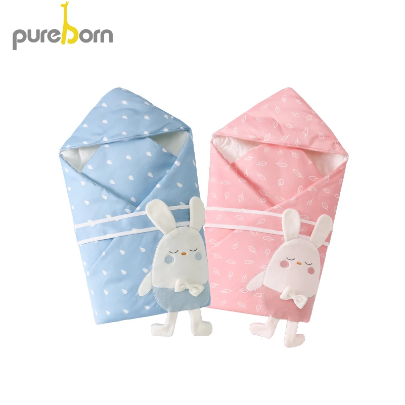 Стеганое одеяло Pureborn для младенцев фотография мультяшный кролик маленьких