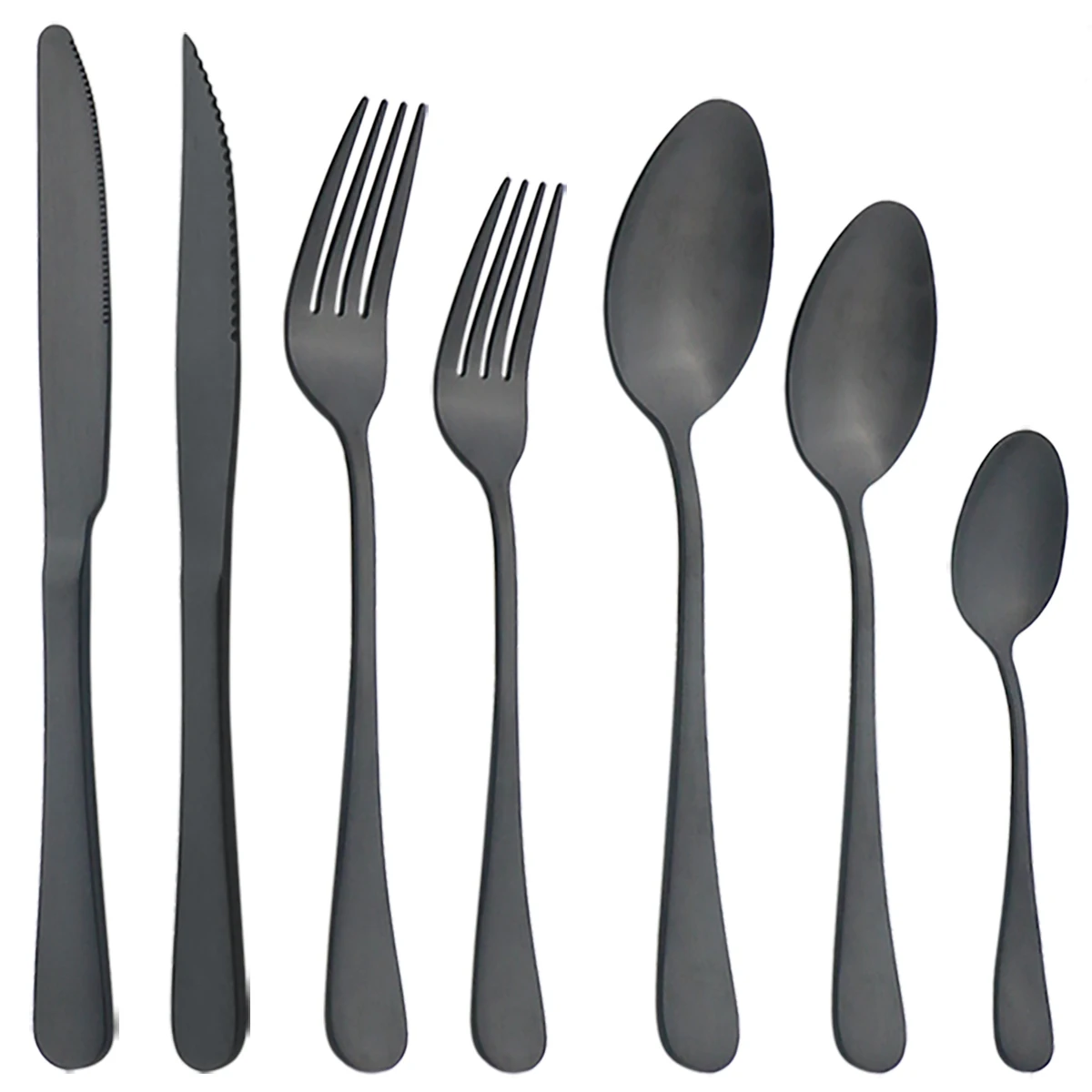 

Spoon Dinnerware Silverware Stainless Steel Flatware Tableware Set Matte Black Cutlery Set Steak Knives Dessert Forks Coffee Tea