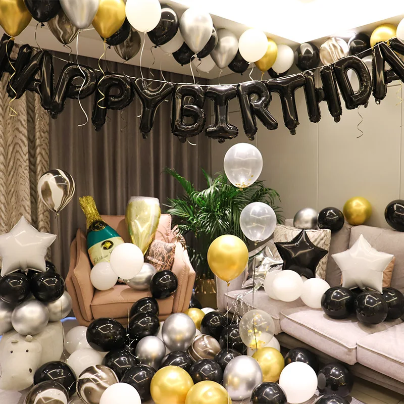 

Happy Birthday Girl Boys Aluminum Balloon Set scene Background Wall Decoration Men Adult Party Decoration 174