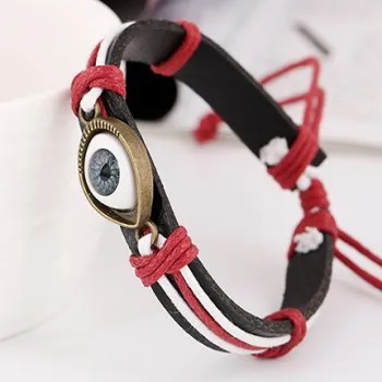 

small wholesale alloy eye vintage cowhide bracelet factory direct alloy leather bracelet BX121