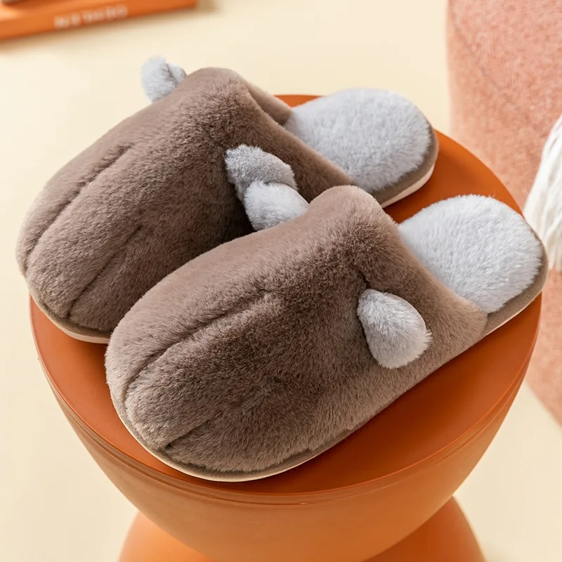 

Cat's claw type cotton slippers female home household floor couple non-slip soft shoes slippers men winter warm plush cartoon co