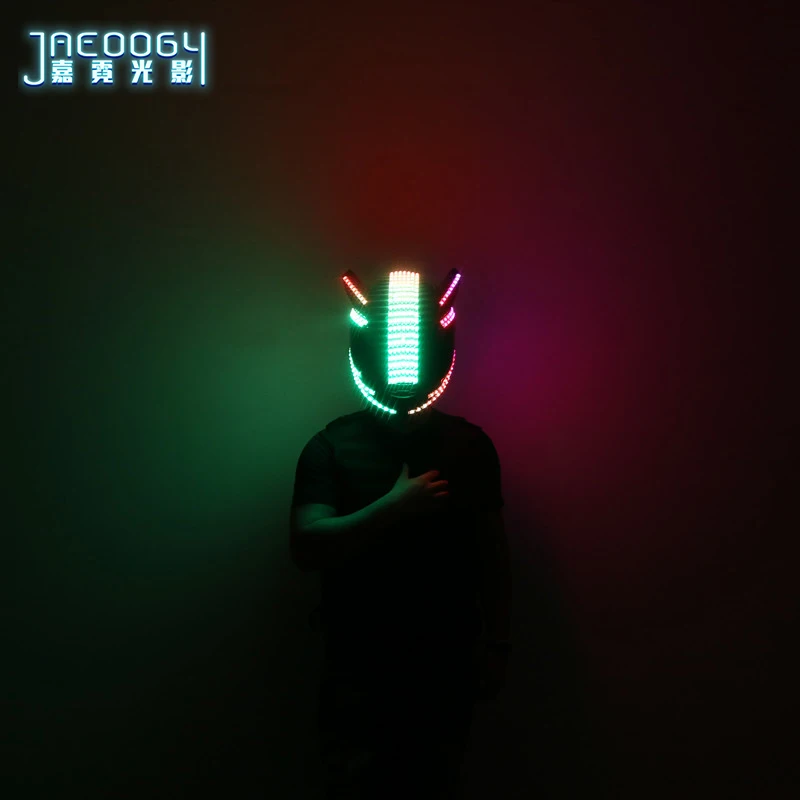 Светодиодный Светящийся Шлем для сцены ночной атмосферы маска RGB подходит